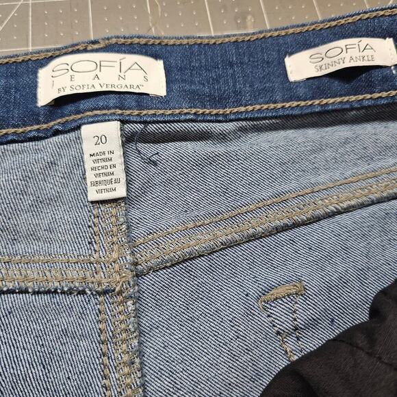 Sofia Vergara Mid Rise Skinny Ankle Jeans Womens Size 20 Dark Wash Denim Stretch - Picture 7 of 11
